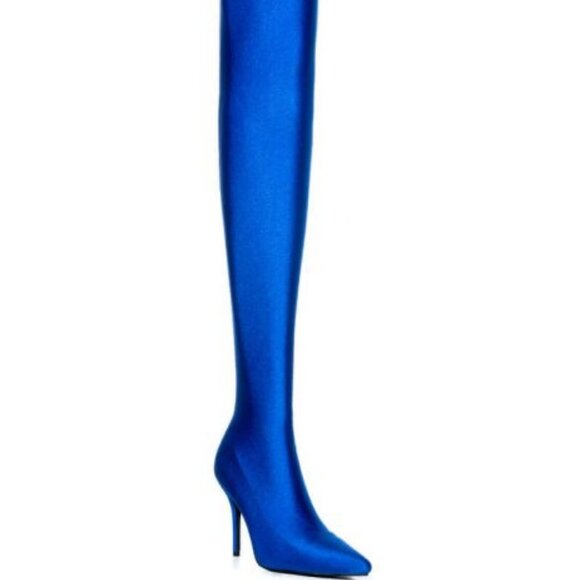AZALEA WANG " STILLETTO STALLION " - BLUE  BOOT ( BRAND NEW !!!!!!!!!!!!! - Picture 1 of 5